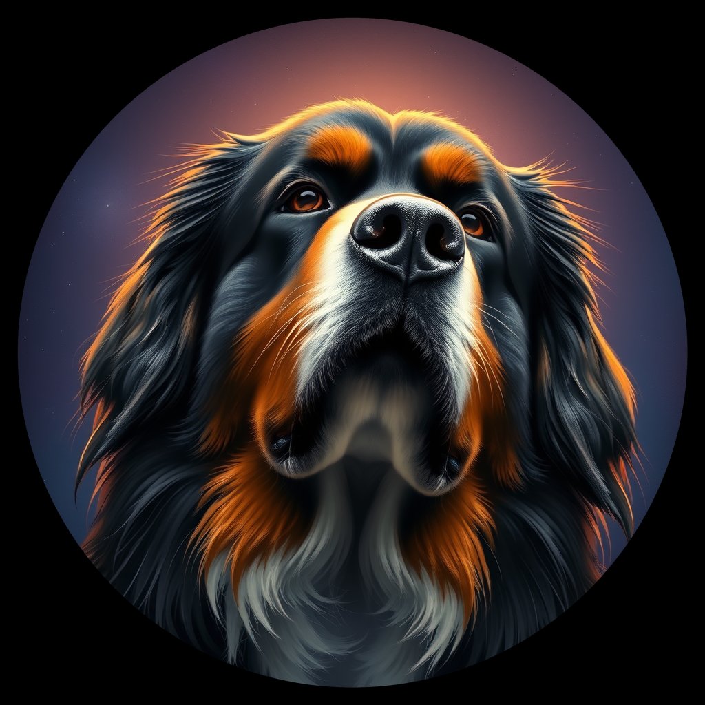 Cosmic medallion portrait of Bernese_Mountain_Dog_2391, a Bernese Mountain Dog