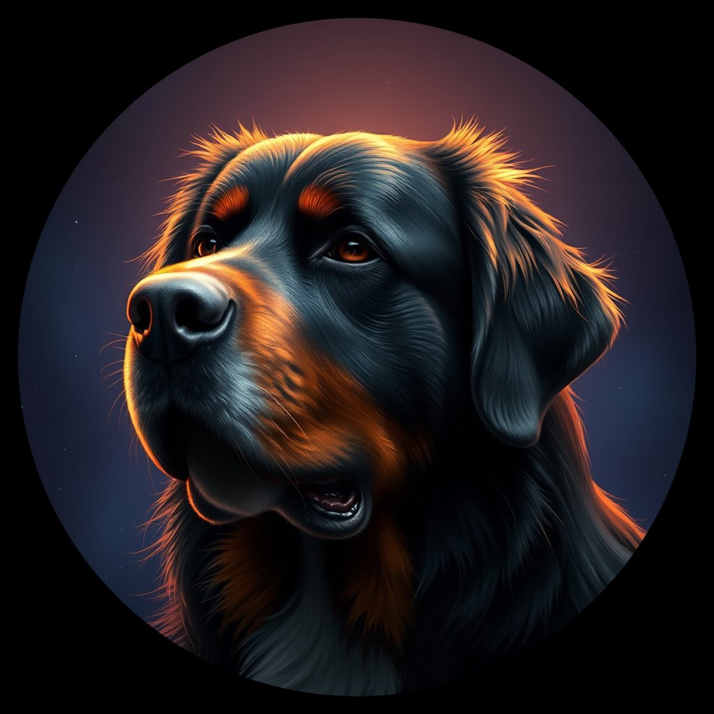 Cosmic medallion portrait of Bernese_Mountain_Dog_2428, a Bernese Mountain Dog