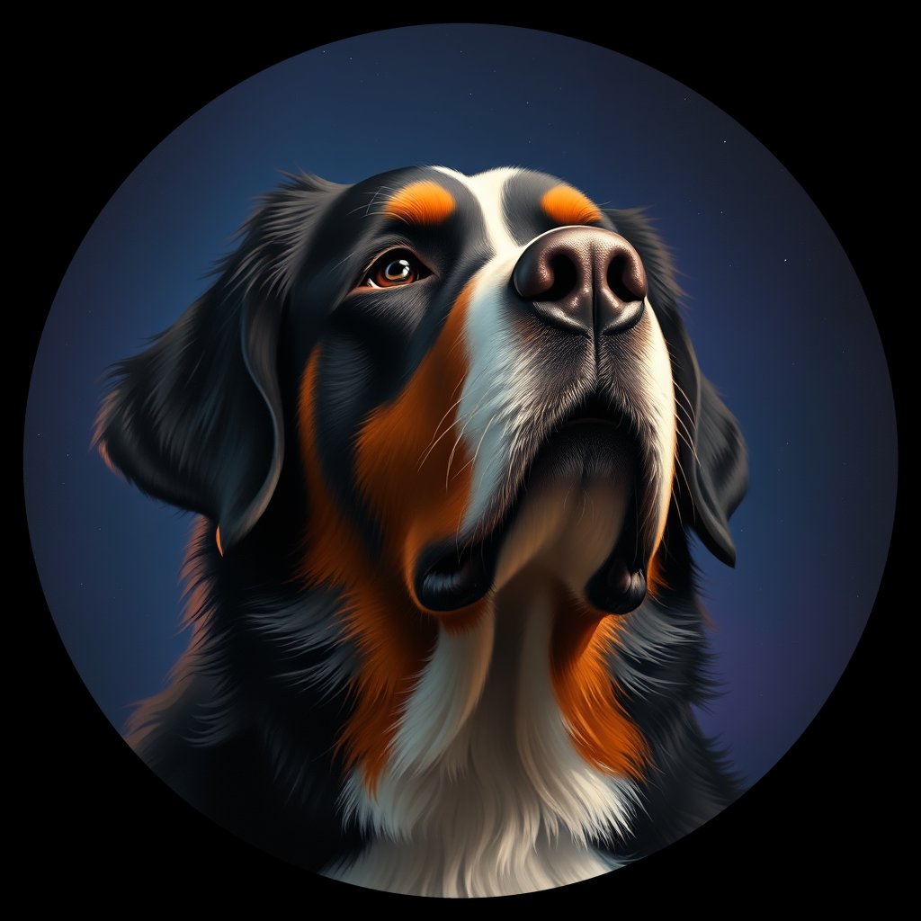Cosmic medallion portrait of Bernese_Mountain_Dog_2440, a Bernese Mountain Dog