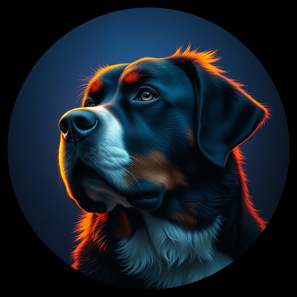Cosmic medallion portrait of Bernese_Mountain_Dog_2528, a Bernese Mountain Dog