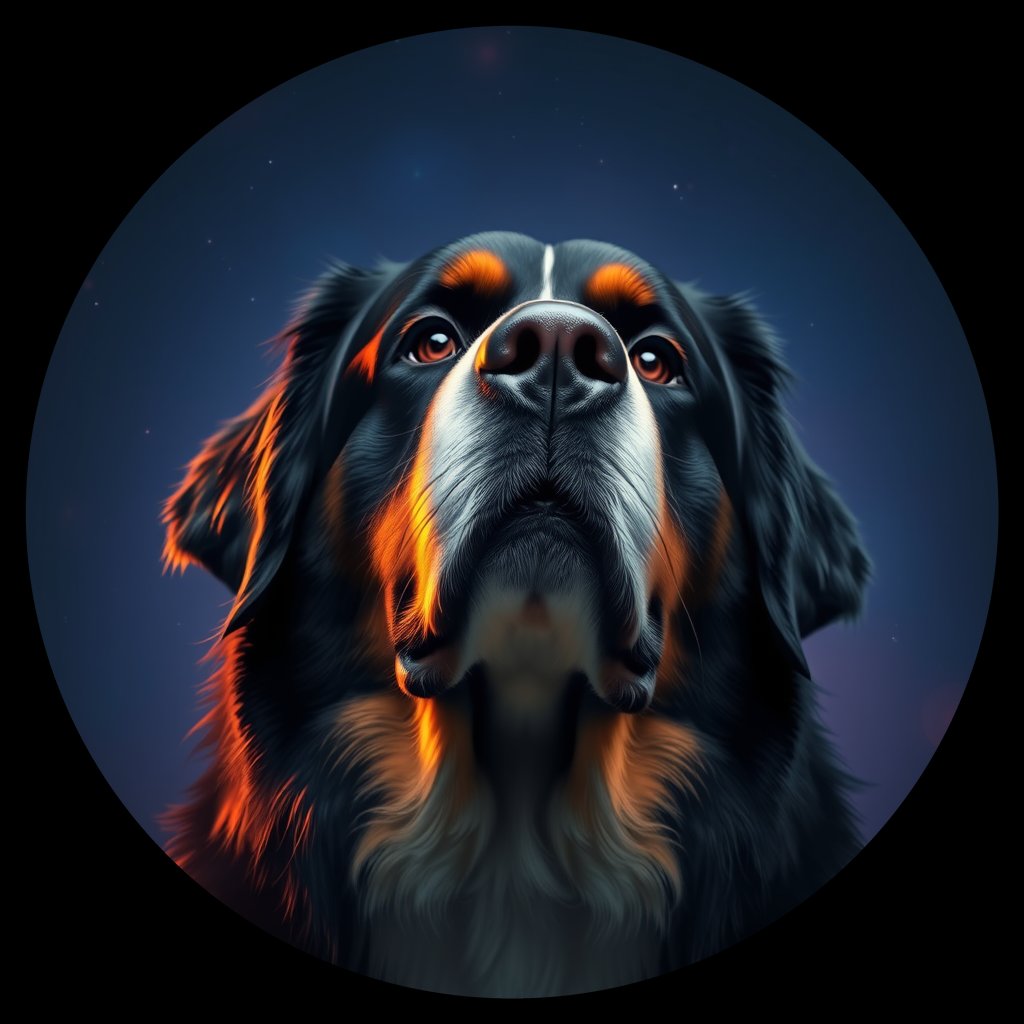 Cosmic medallion portrait of Bernese_Mountain_Dog_3281, a Bernese Mountain Dog