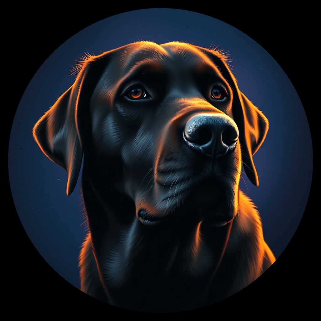 Cosmic medallion portrait of Bernese_Mountain_Dog_3285, a Labrador Retriever