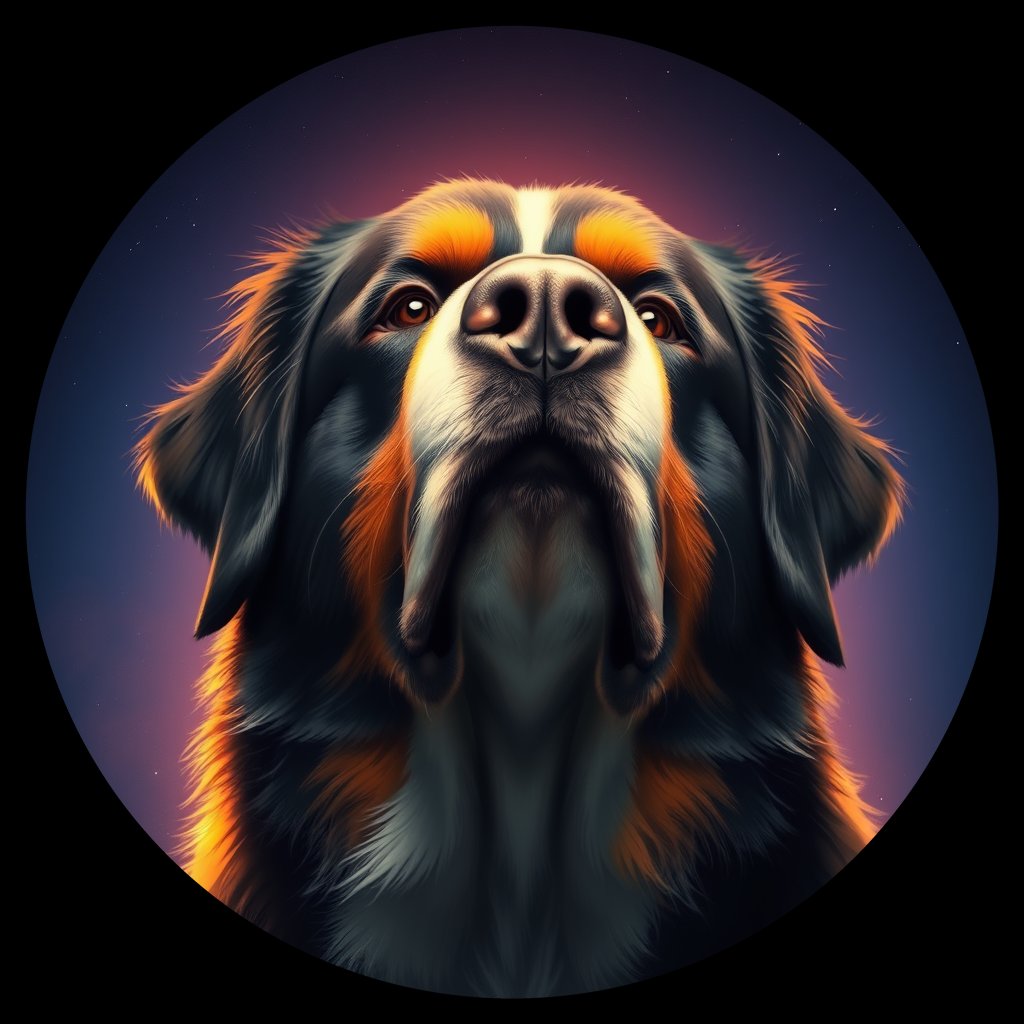 Cosmic medallion portrait of Bernese_Mountain_Dog_3302, a Bernese Mountain Dog