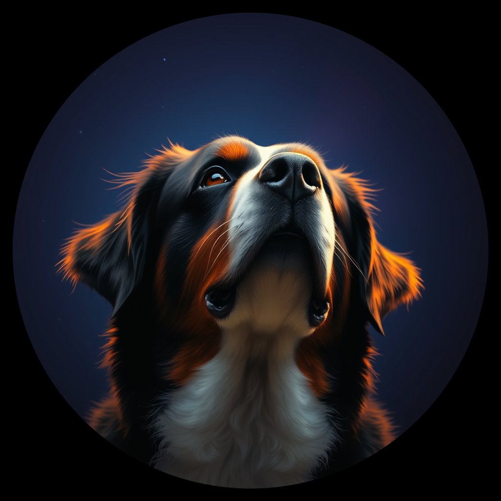 Cosmic medallion portrait of Bernese_Mountain_Dog_3512, a Bernese Mountain Dog