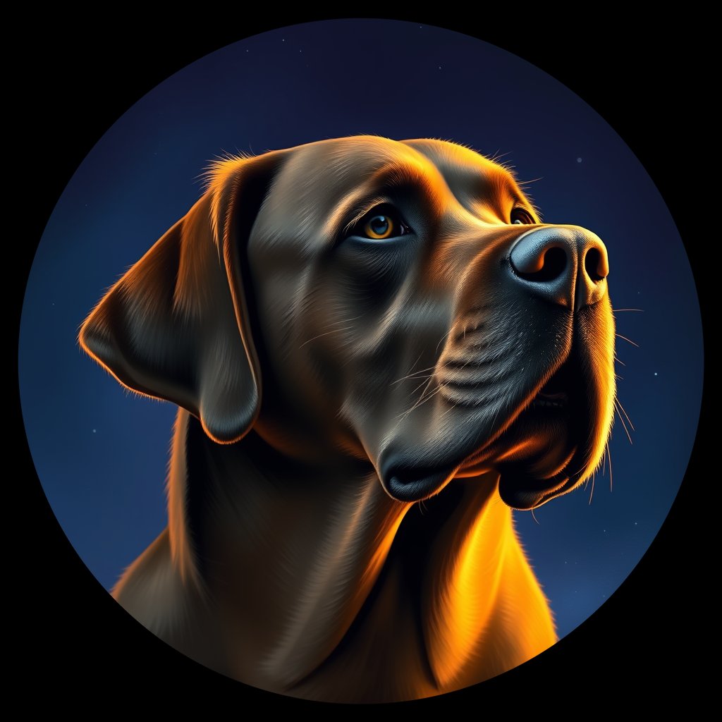 Cosmic medallion portrait of Bernese_Mountain_Dog_3676, a Labrador Retriever