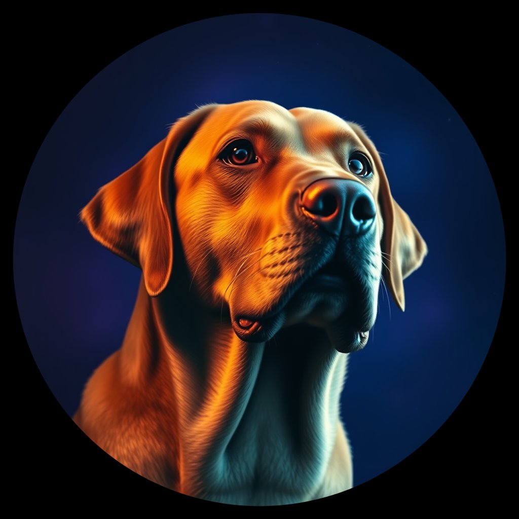 Cosmic medallion portrait of Bernese_Mountain_Dog_3748, a Labrador Retriever