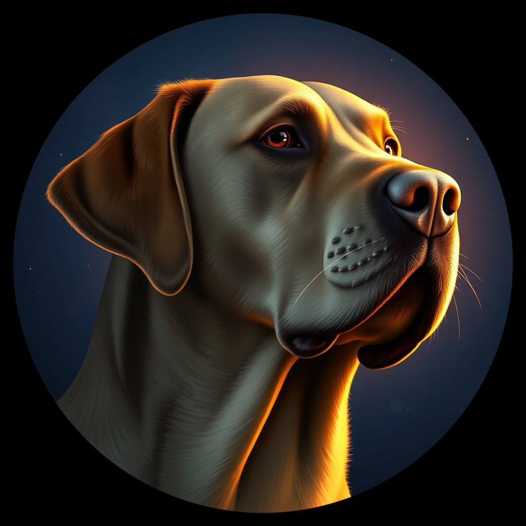 Cosmic medallion portrait of Bernese_Mountain_Dog_3764, a Labrador Retriever