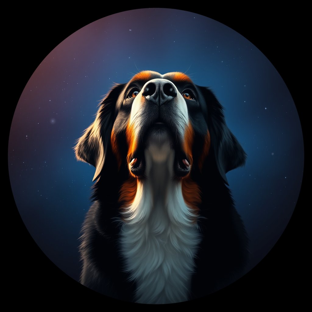 Cosmic medallion portrait of Bernese_Mountain_Dog_4085, a Bernese Mountain Dog