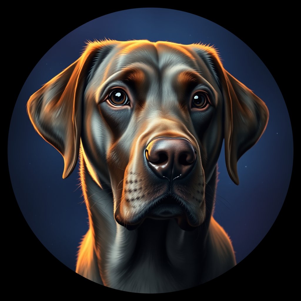 Cosmic medallion portrait of Bernese_Mountain_Dog_4310, a Labrador Retriever