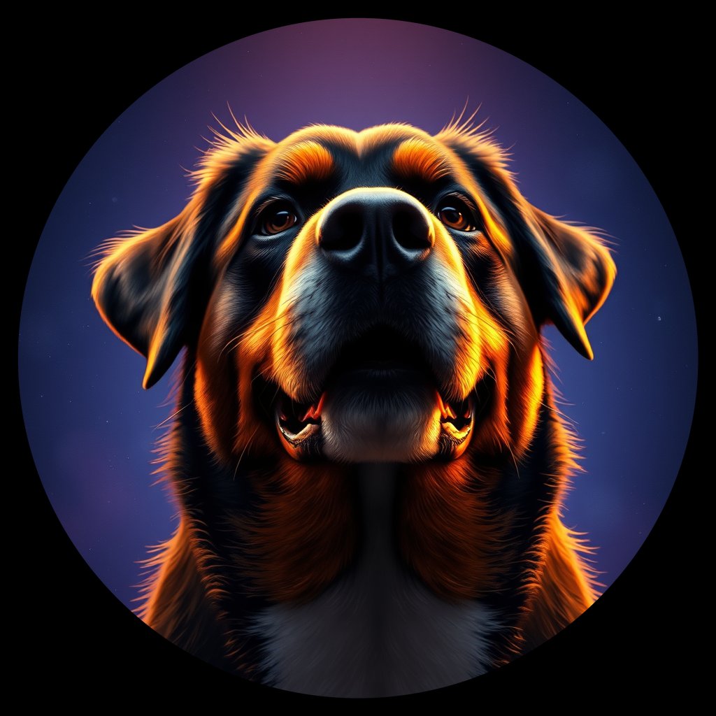 Cosmic medallion portrait of Bernese_Mountain_Dog_4476, a Bernese Mountain Dog