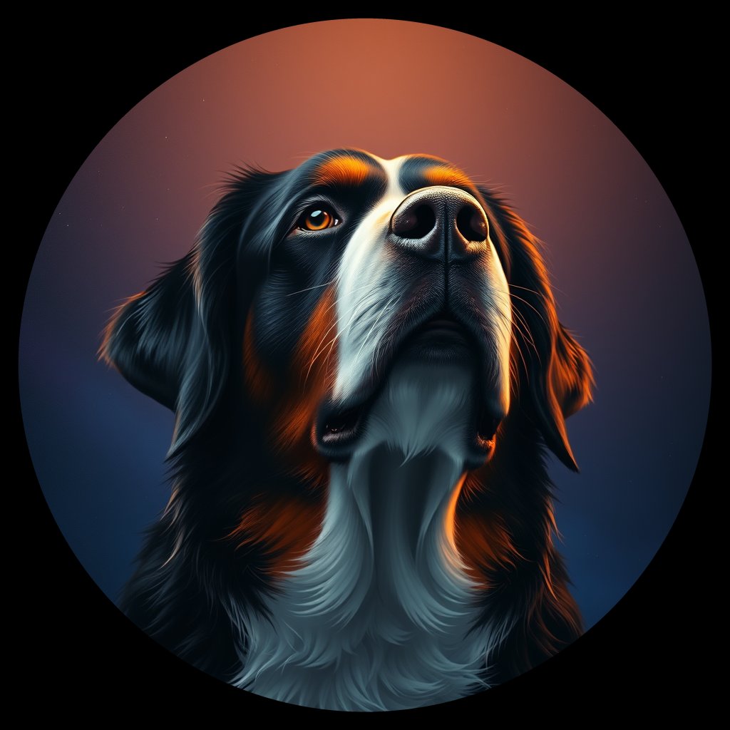 Cosmic medallion portrait of Bernese_Mountain_Dog_4838, a Bernese Mountain Dog
