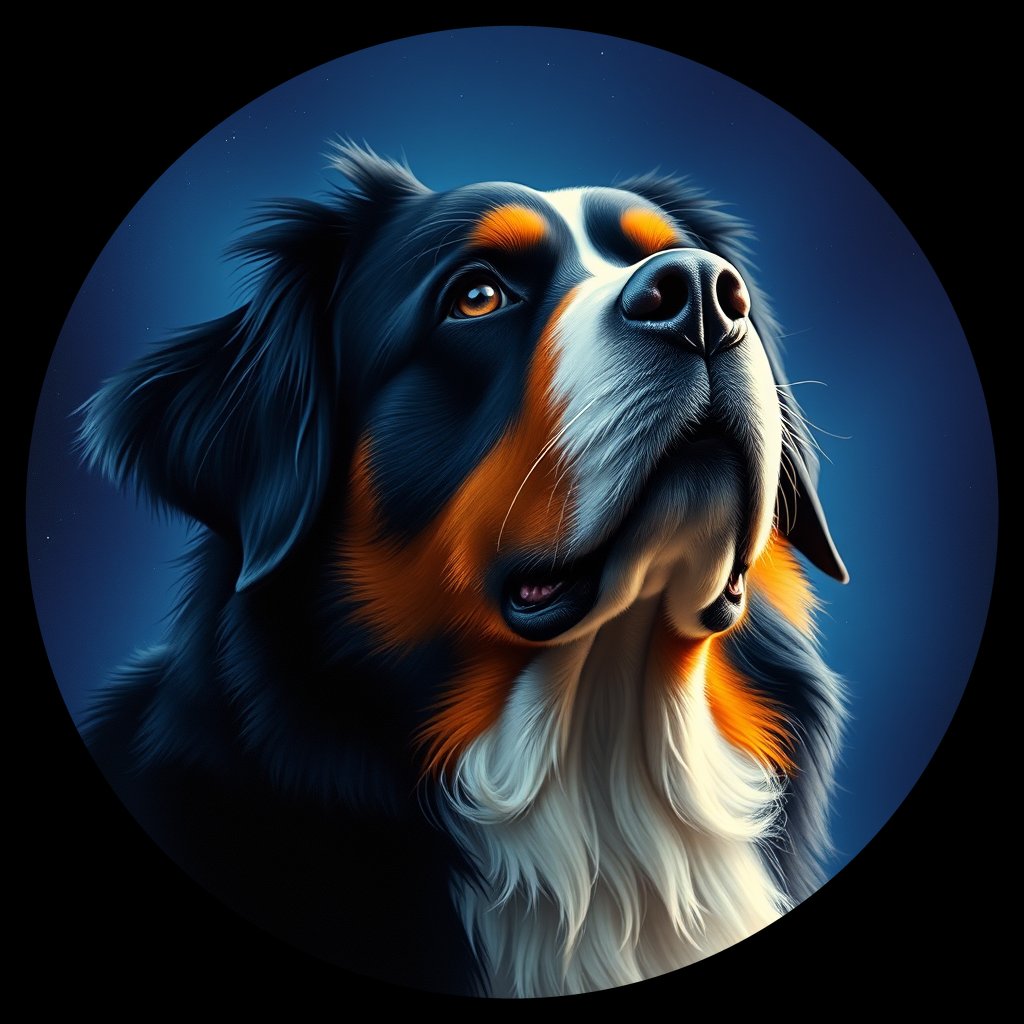 Cosmic medallion portrait of Bernese_Mountain_Dog_5738, a Bernese Mountain Dog