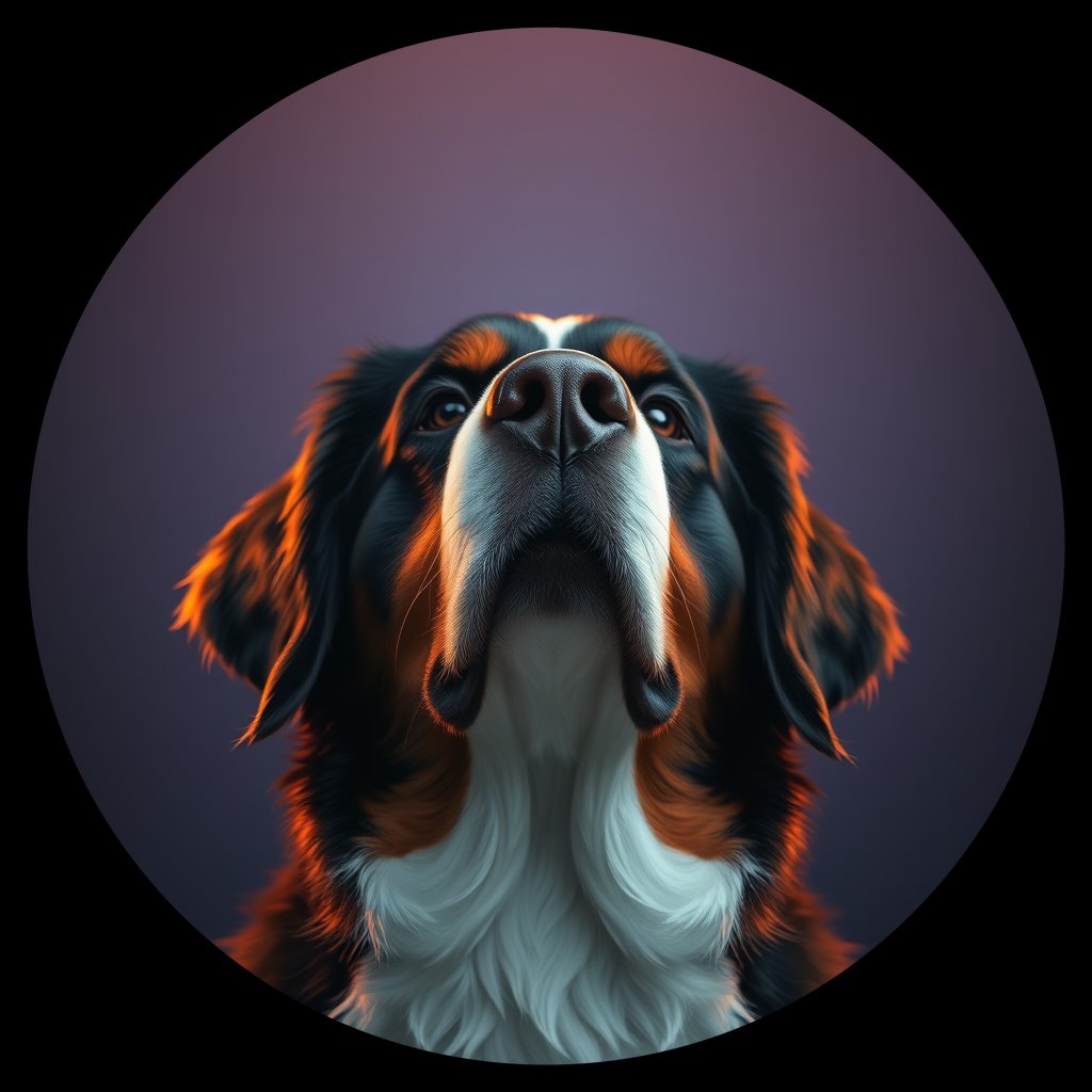 Cosmic medallion portrait of Bernese_Mountain_Dog_5844, a Bernese Mountain Dog