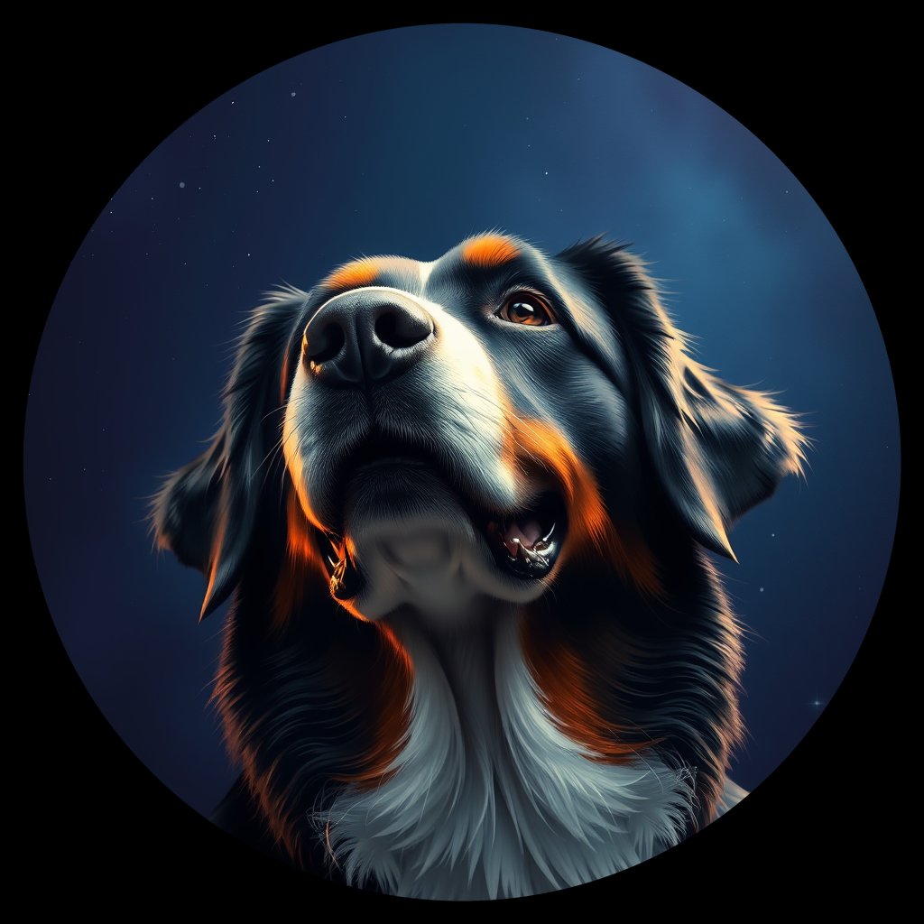 Cosmic medallion portrait of Bernese_Mountain_Dog_7280, a Bernese Mountain Dog