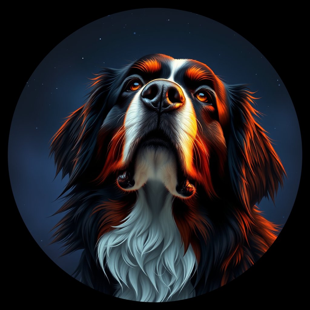 Cosmic medallion portrait of Bernese_Mountain_Dog_7370, a Bernese Mountain Dog