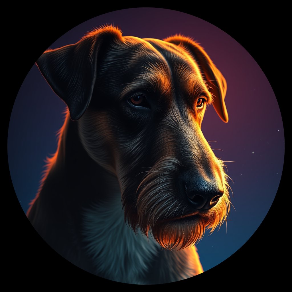 Cosmic medallion portrait of Bernese_Mountain_Dog_8316, a Village Dog Afghanistan