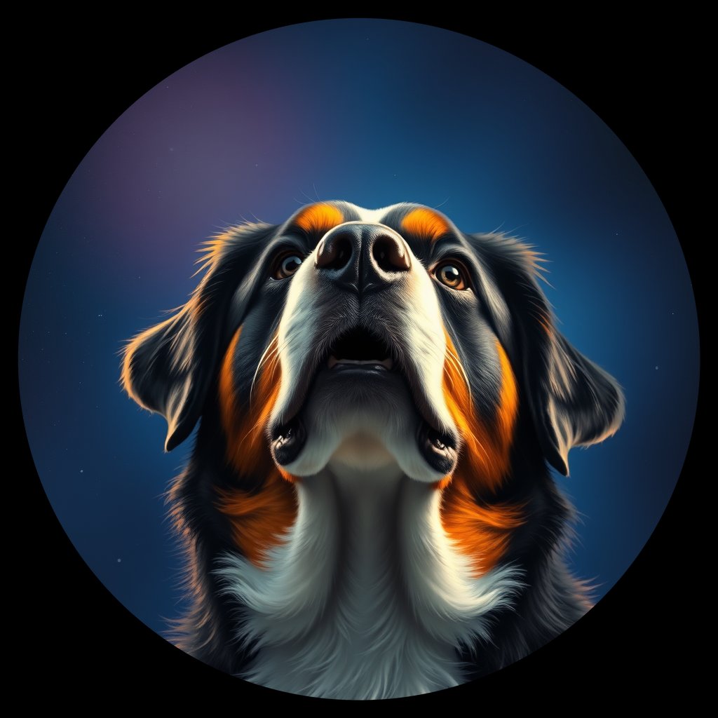Cosmic medallion portrait of Bernese_Mountain_Dog_A_D2, a Bernese Mountain Dog