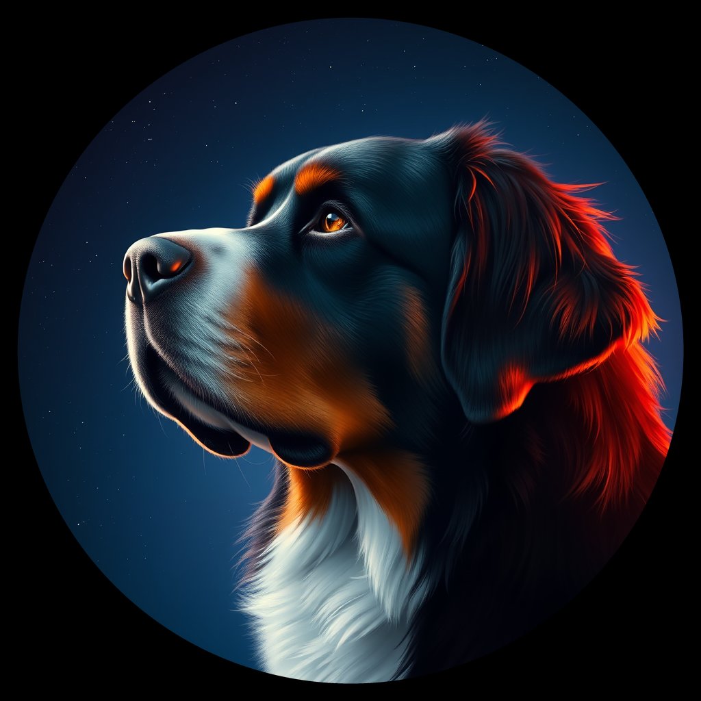 Cosmic medallion portrait of Bernese_Mountain_Dog_A_F3, a Bernese Mountain Dog