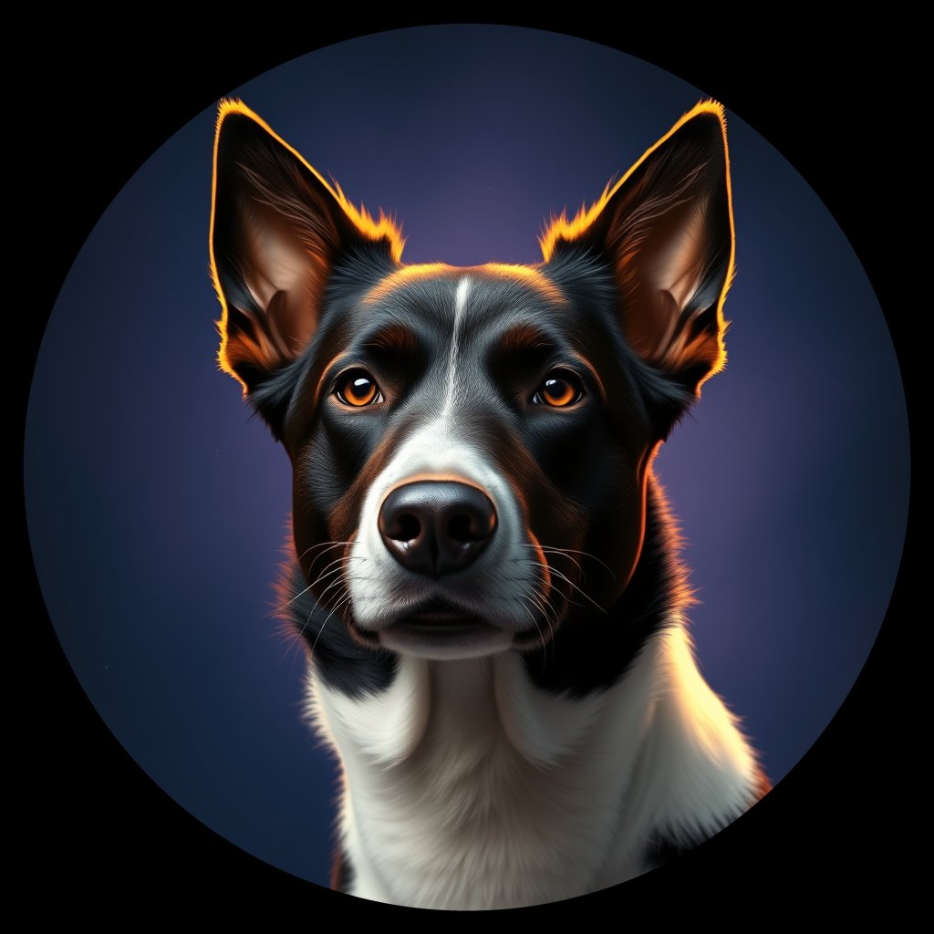 Cosmic medallion portrait of BoC_GT45_BoC_GT45, a Border Collie