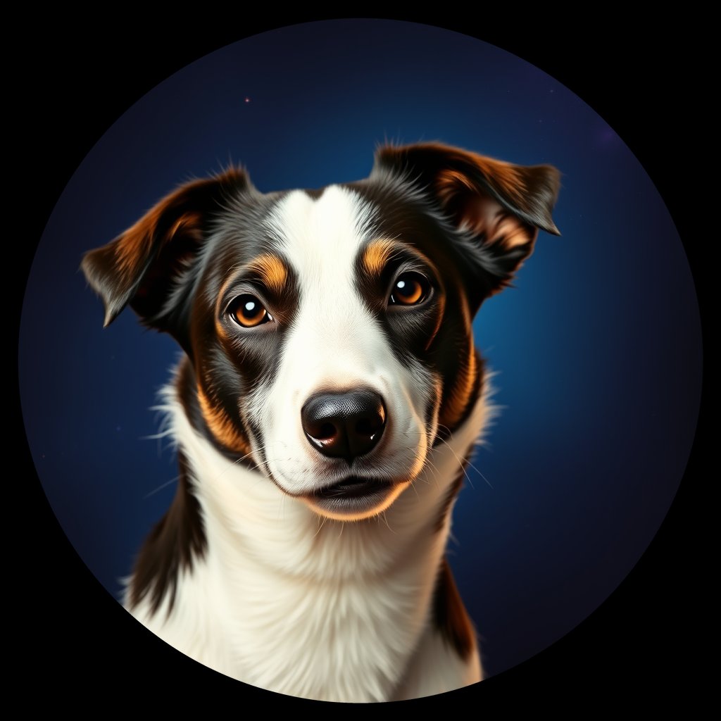 Cosmic medallion portrait of BoC_GT47_BoC_GT47, a Border Collie