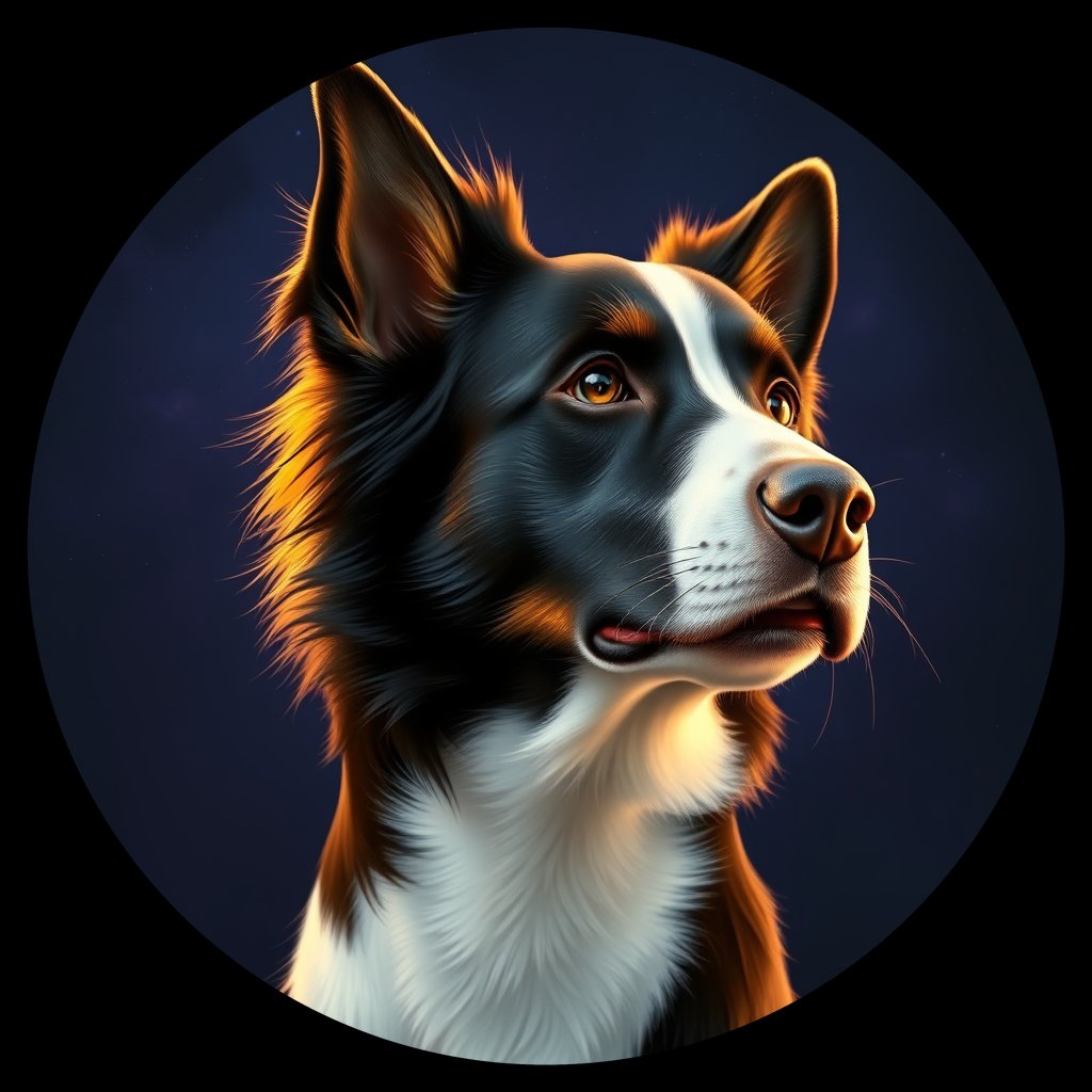 Cosmic medallion portrait of BoC_GT53_BoC_GT53, a Border Collie