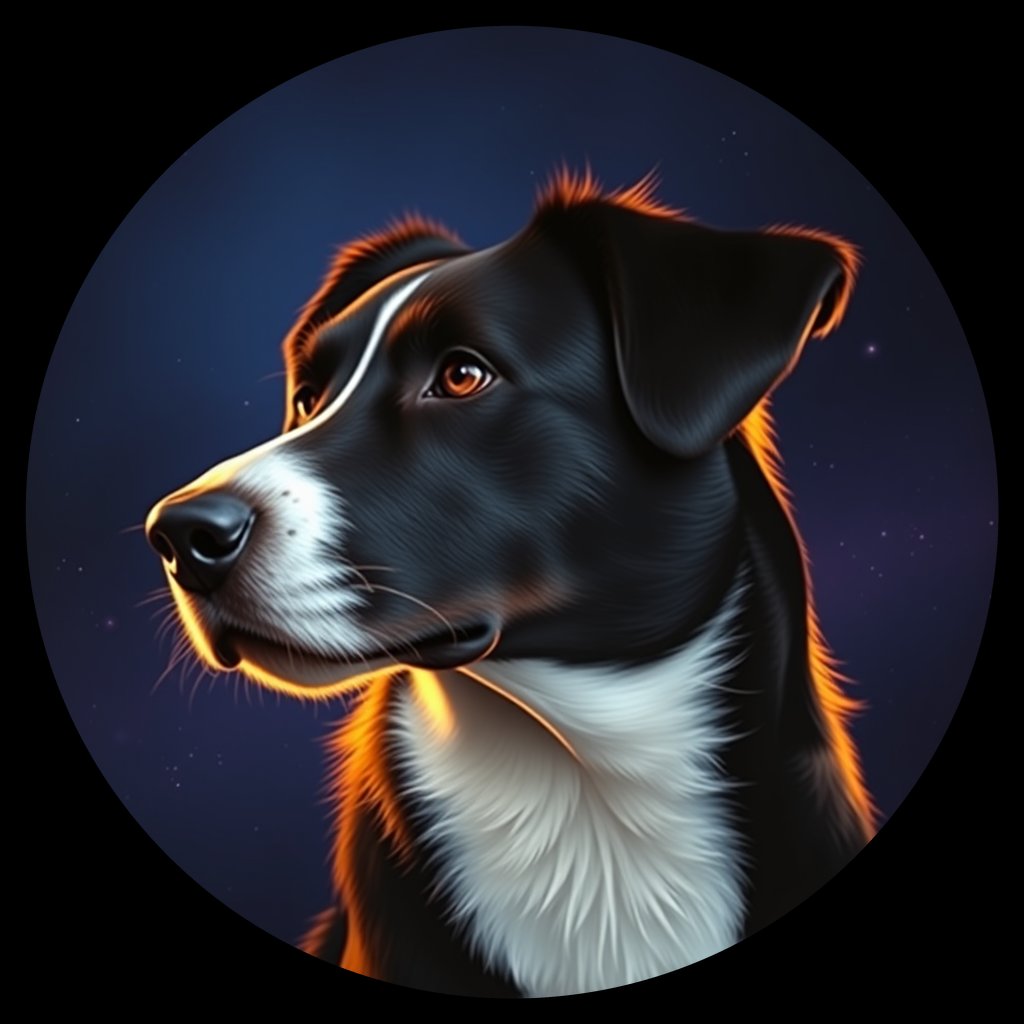 Cosmic medallion portrait of BoC_GT62_BoC_GT62, a Border Collie