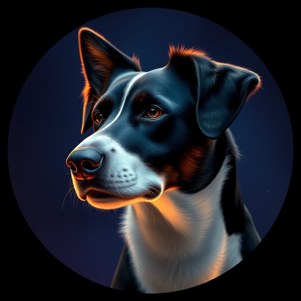Cosmic medallion portrait of BoC_GT66_BoC_GT66, a Border Collie