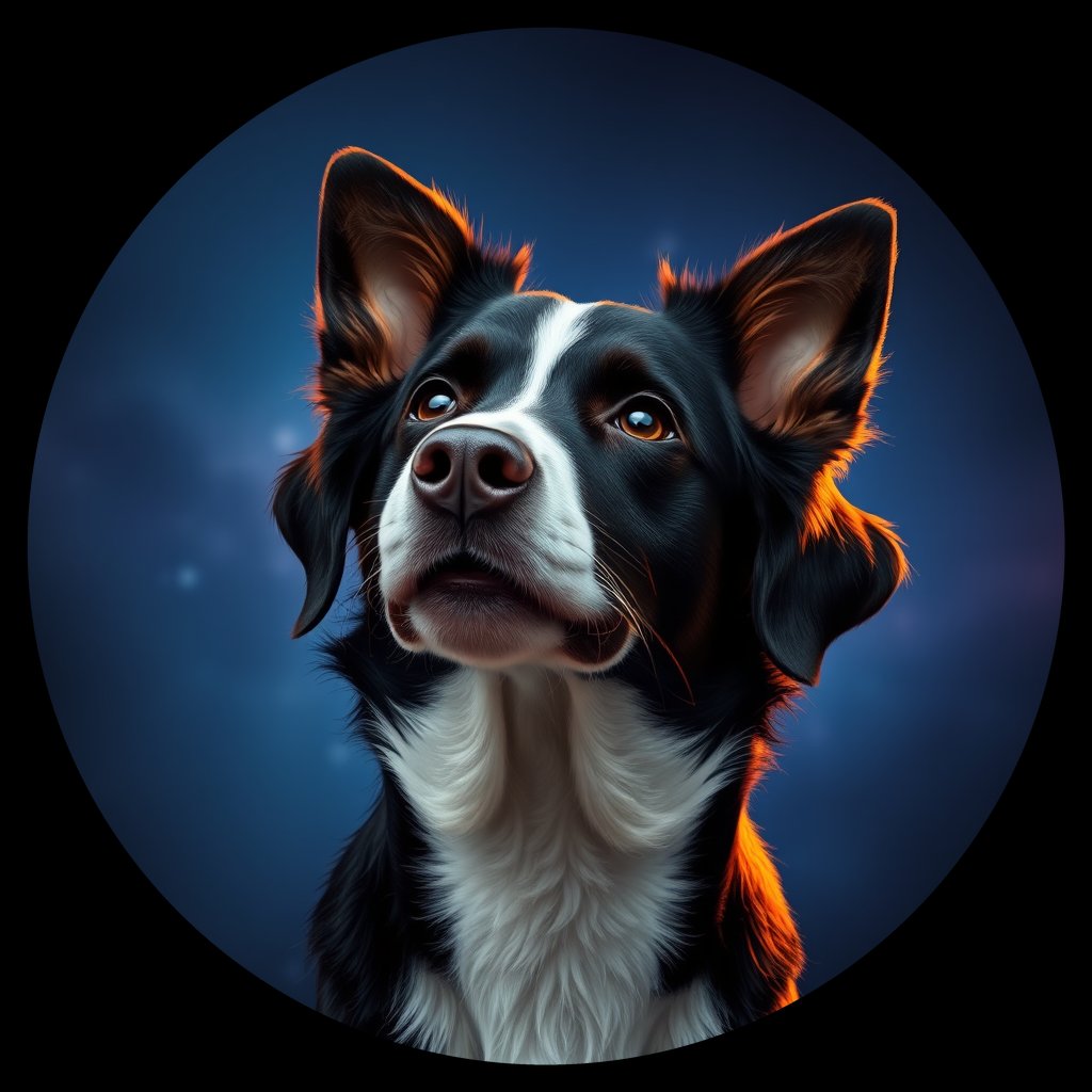 Cosmic medallion portrait of BoC_GT68_BoC_GT68, a Border Collie