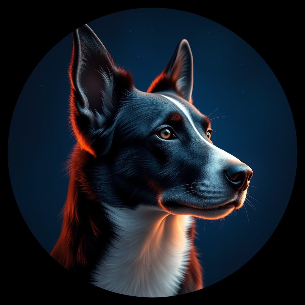 Cosmic medallion portrait of BoC_GT71_BoC_GT71, a Border Collie