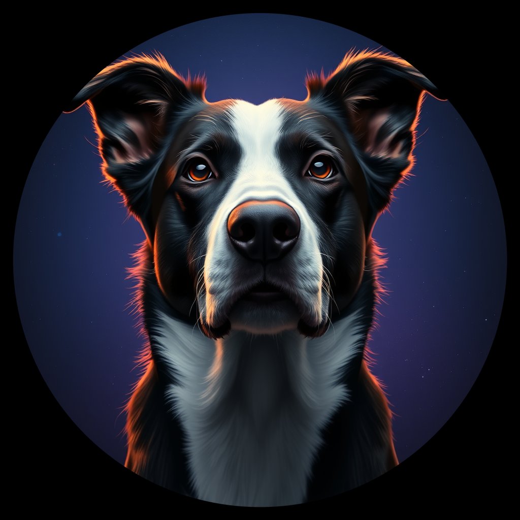 Cosmic medallion portrait of BoC_GT74_BoC_GT74, a Border Collie