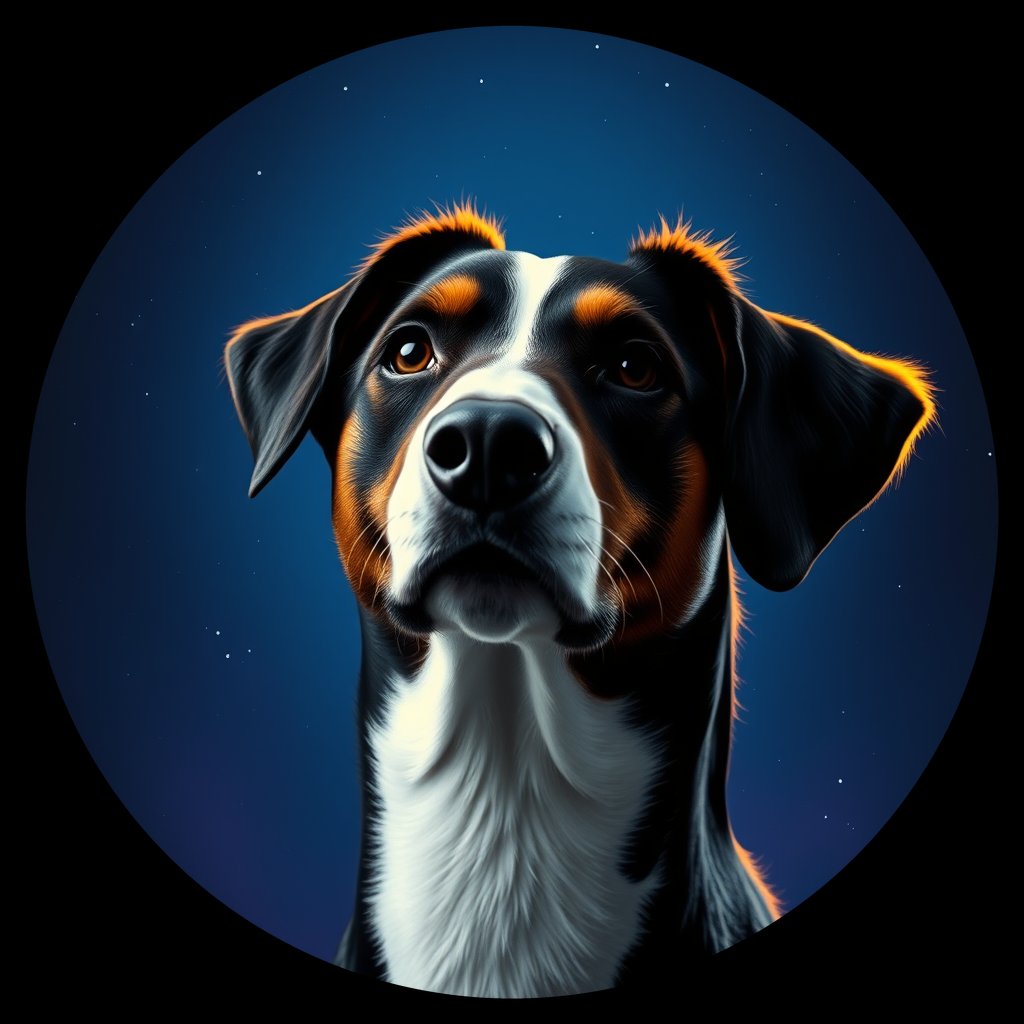 Cosmic medallion portrait of BoC_GT75_BoC_GT75, a Border Collie