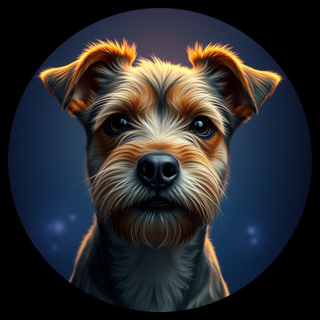 Cosmic medallion portrait of BoT_32595_BoT_32595, a Border Terrier