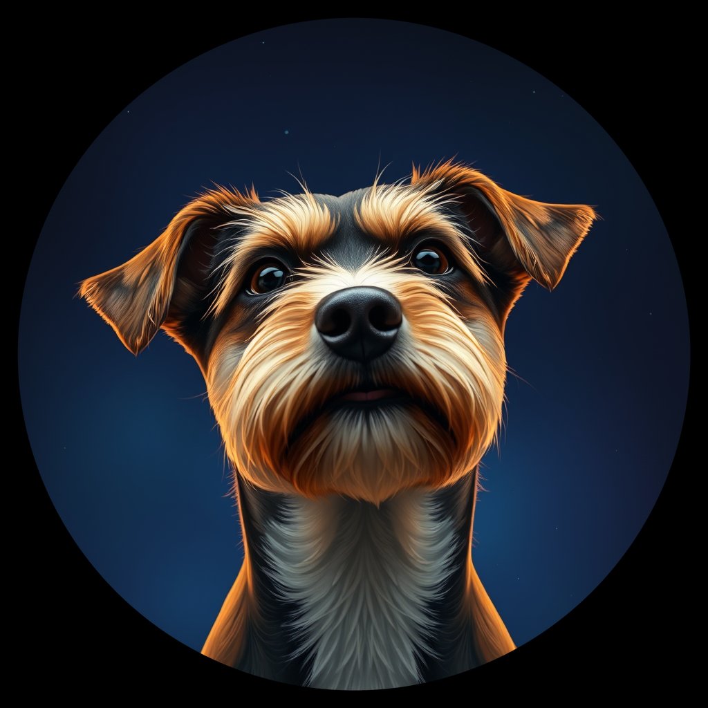 Cosmic medallion portrait of BoT_33129_BoT_33129, a Border Terrier