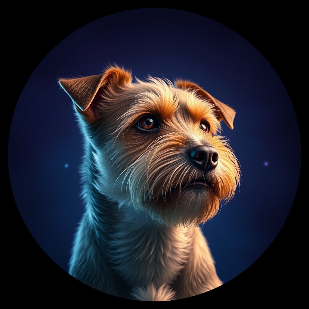 Cosmic medallion portrait of BoT_33421_BoT_33421, a Border Terrier