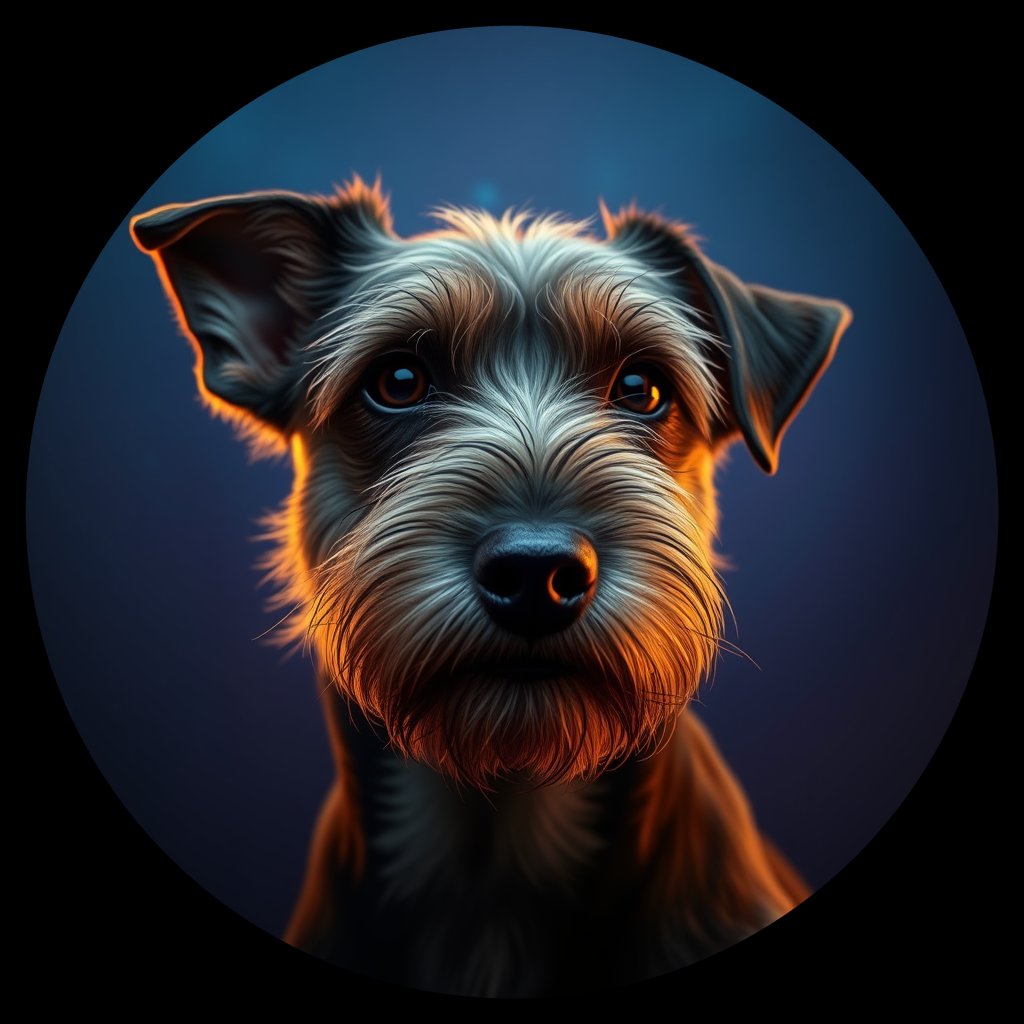 Cosmic medallion portrait of BoT_33725_BoT_33725, a Border Terrier