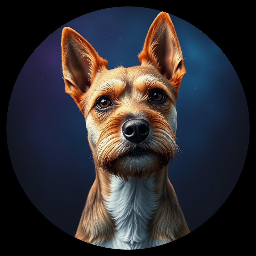 Cosmic medallion portrait of BoT_33834_BoT_33834, a Border Terrier