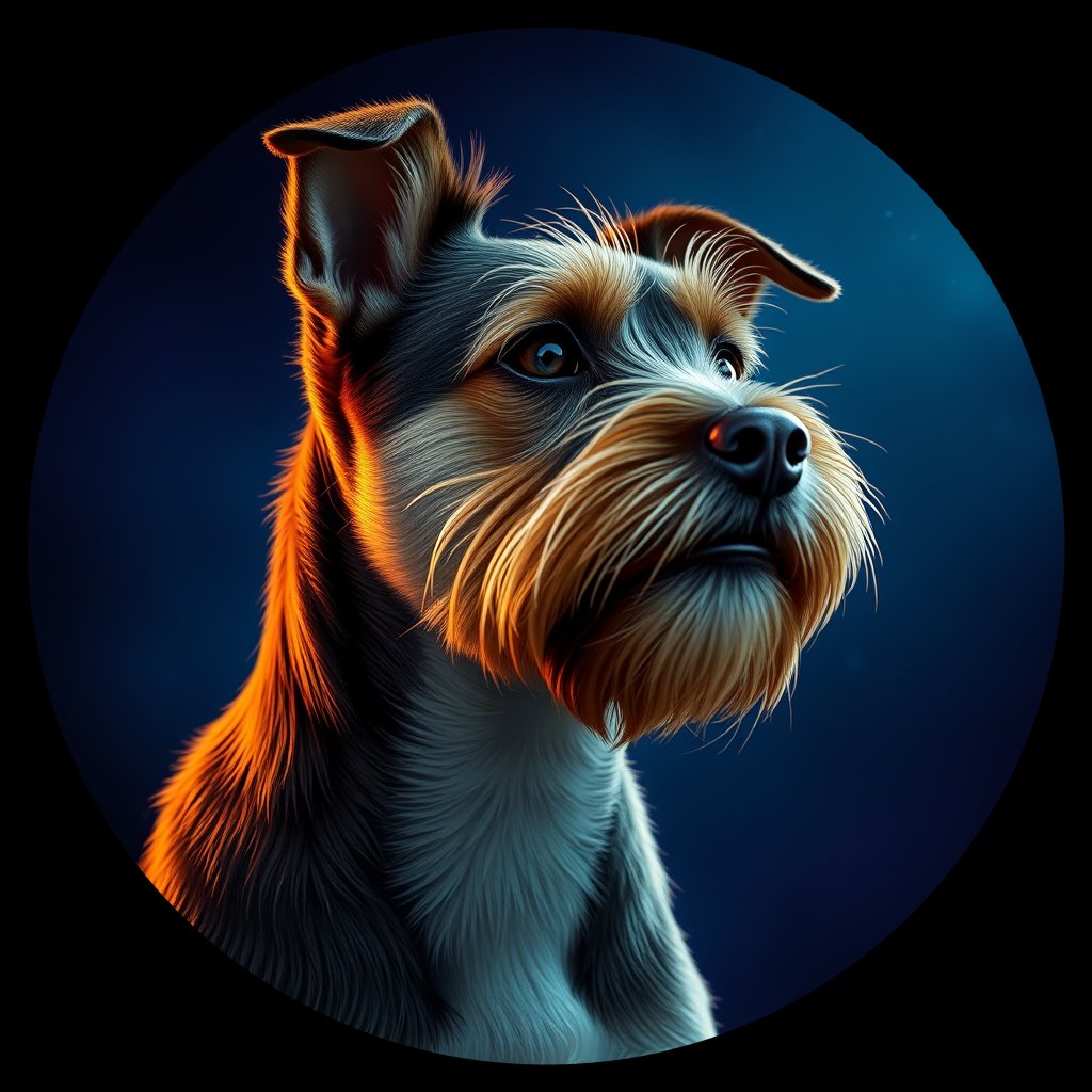 Cosmic medallion portrait of BoT_33852_BoT_33852, a Border Terrier