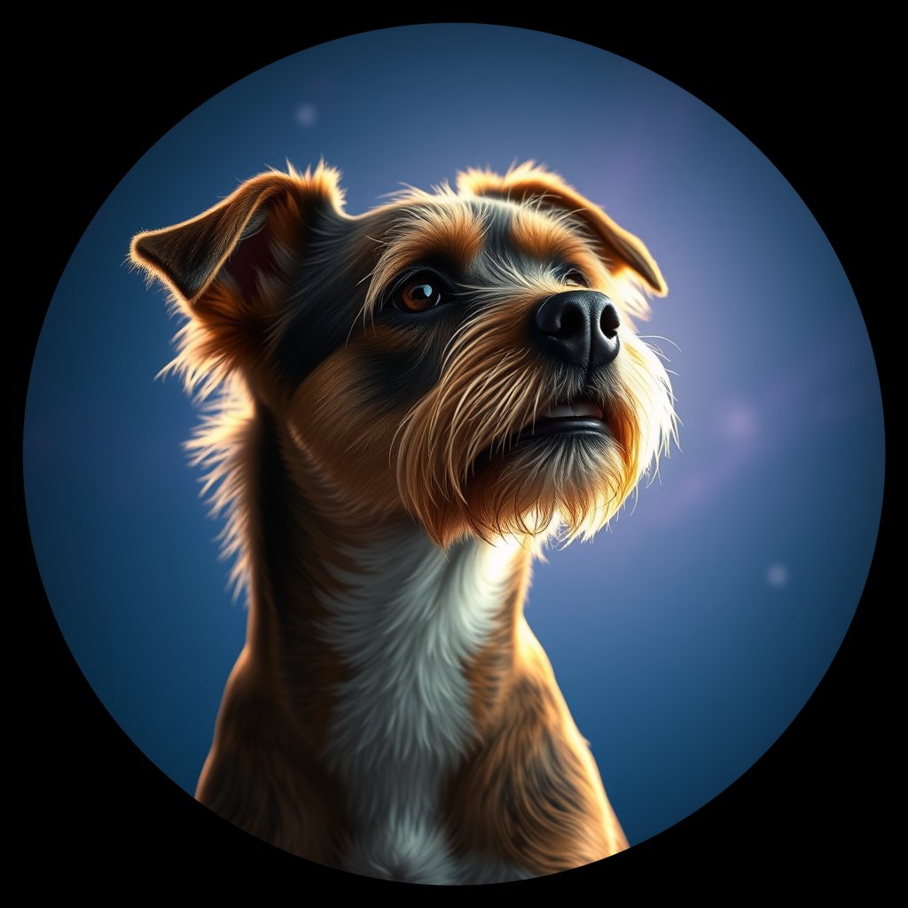 Cosmic medallion portrait of BoT_33853_BoT_33853, a Border Terrier