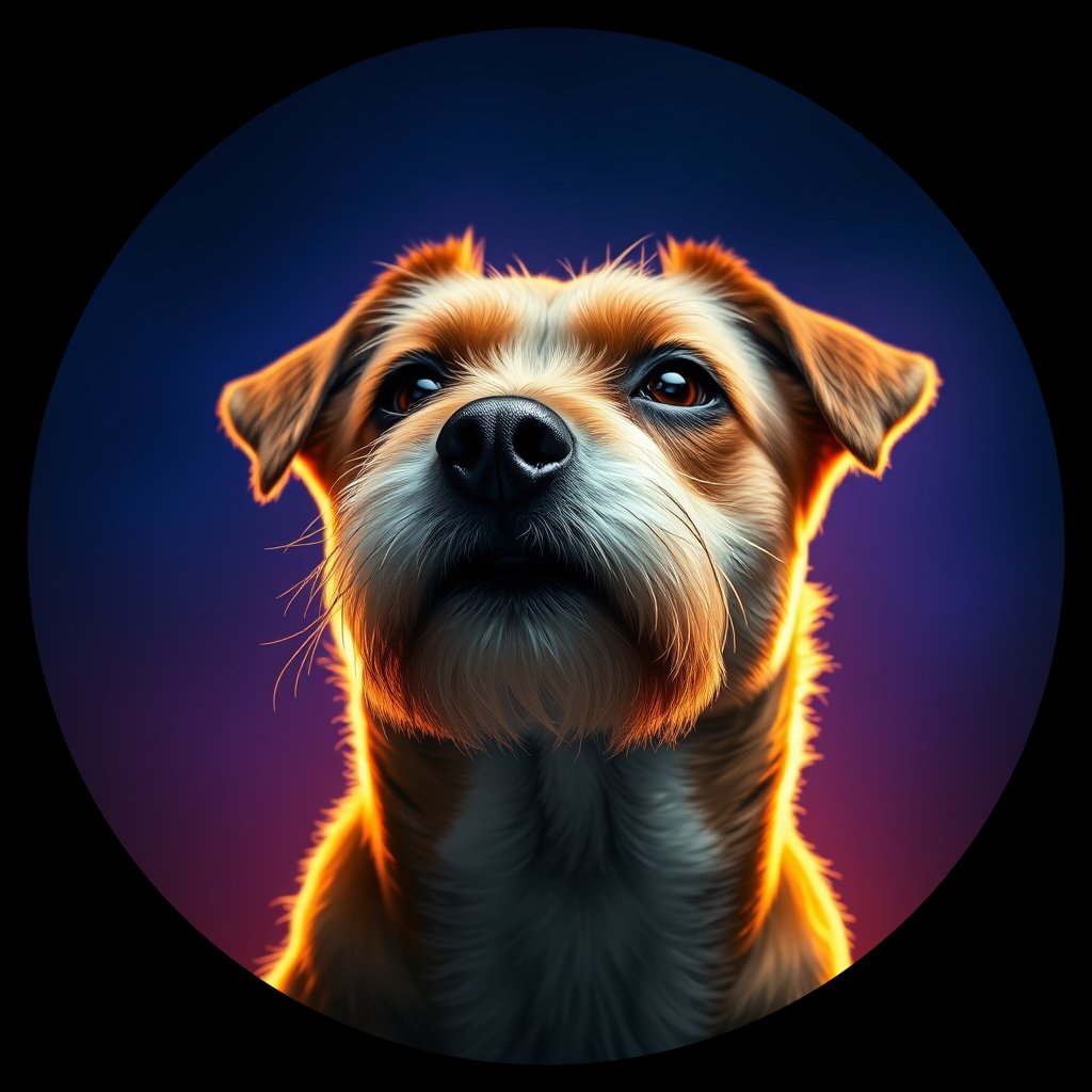 Cosmic medallion portrait of BoT_33854_BoT_33854, a Border Terrier