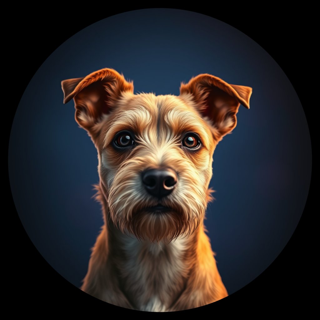 Cosmic medallion portrait of BoT_LU45_BoT_LU45, a Border Terrier
