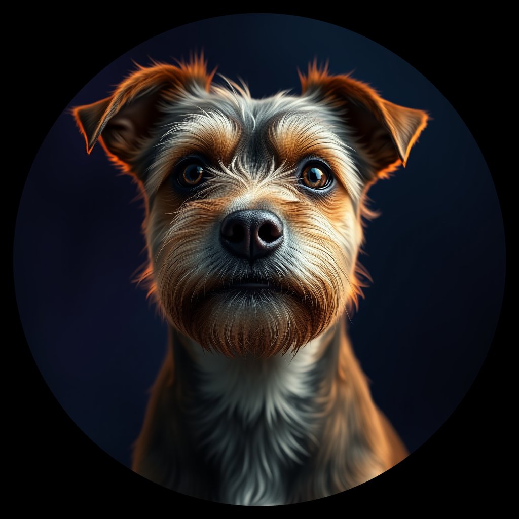Cosmic medallion portrait of BoT_LU48_BoT_LU48, a Border Terrier