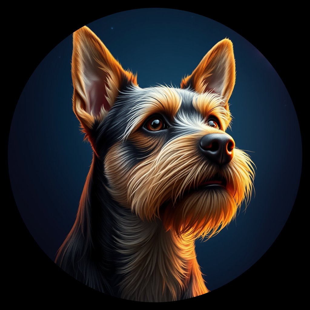 Cosmic medallion portrait of BoT_LU50_BoT_LU50, a Border Terrier