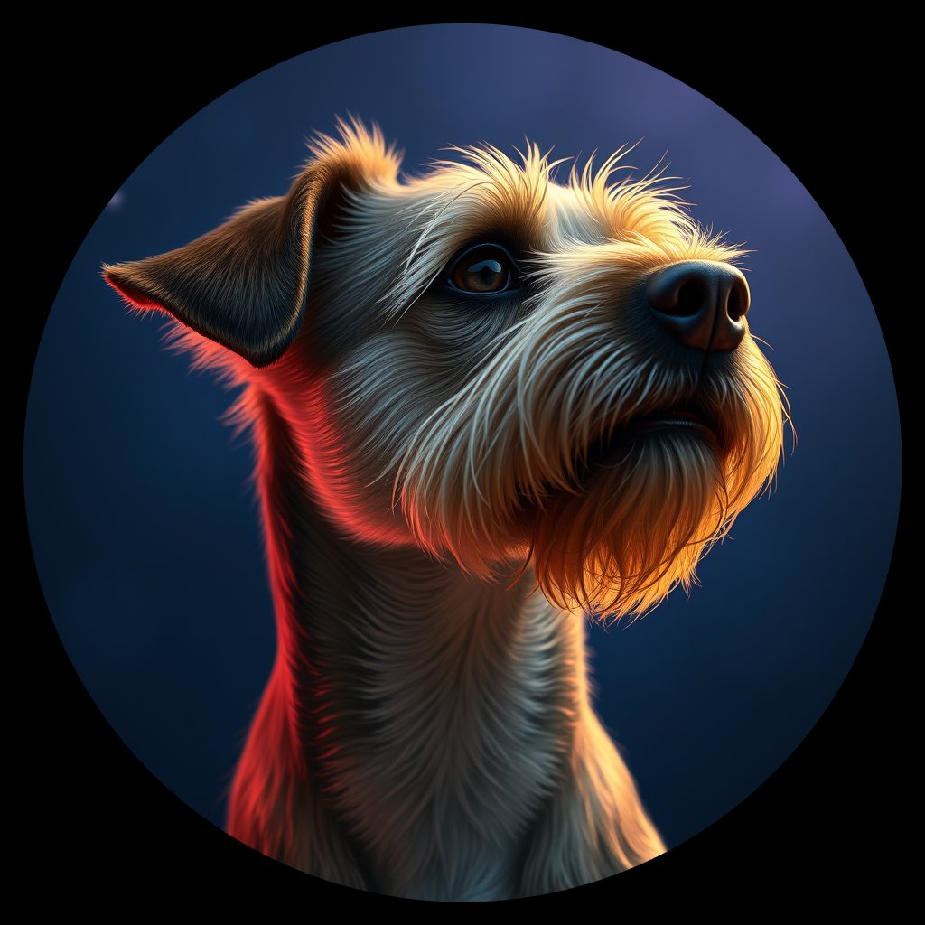 Cosmic medallion portrait of BoT_LU62_BoT_LU62, a Border Terrier