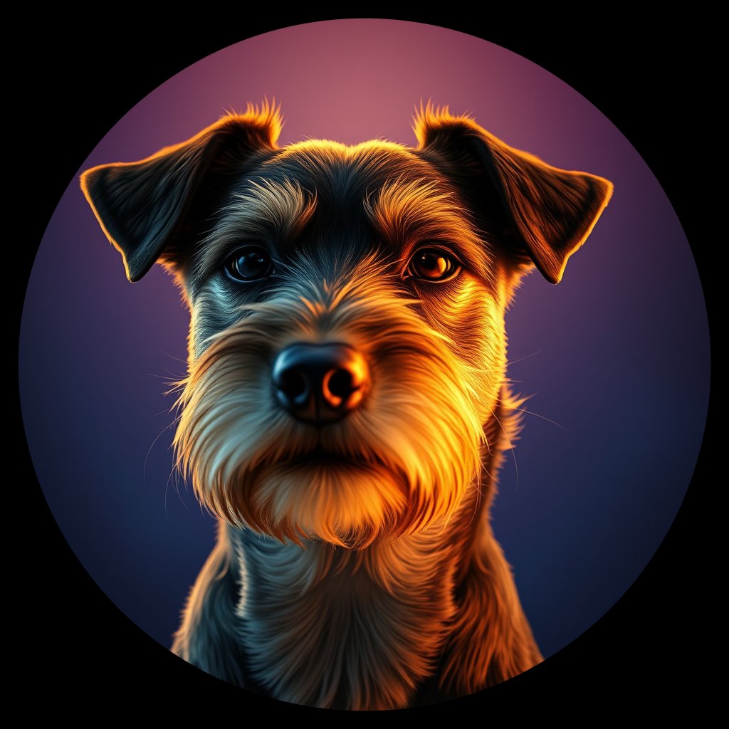 Cosmic medallion portrait of BoT_LU63_BoT_LU63, a Border Terrier