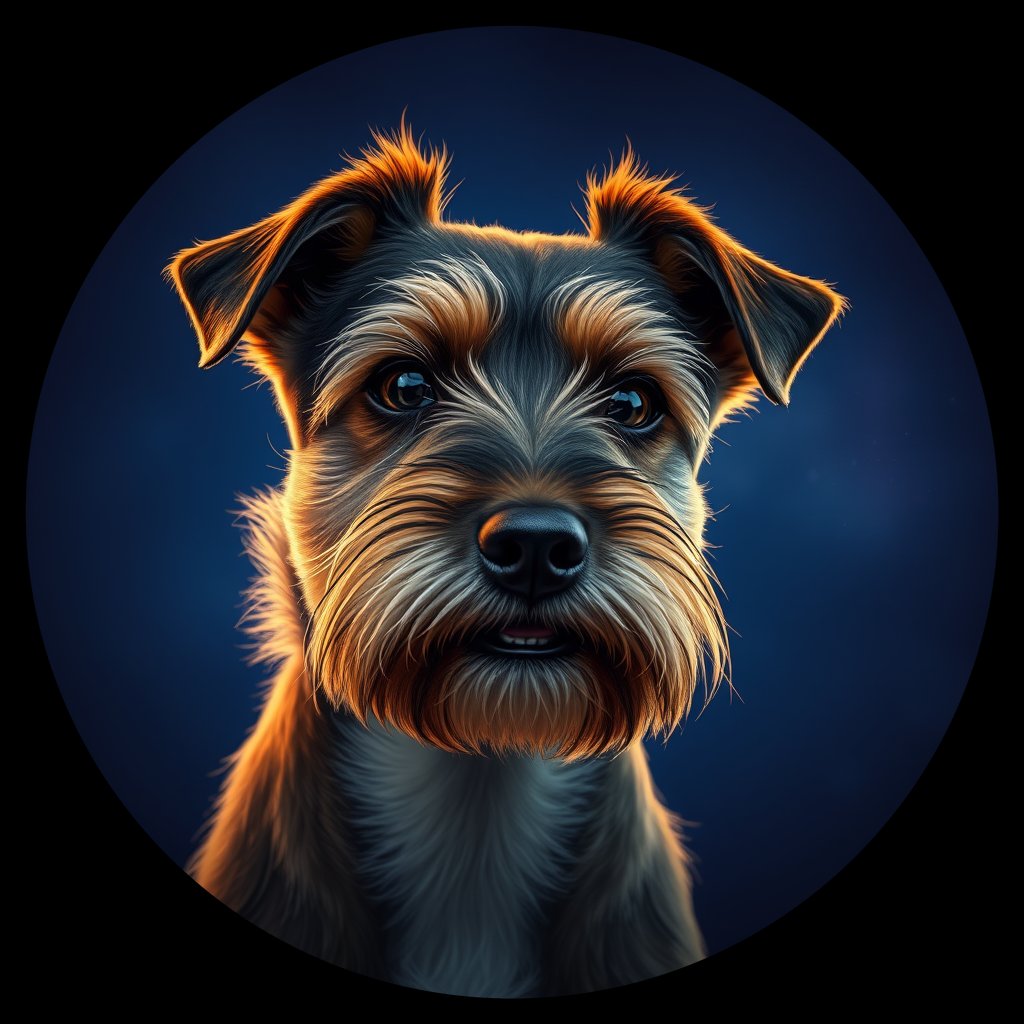 Cosmic medallion portrait of BoT_LU65_BoT_LU65, a Border Terrier