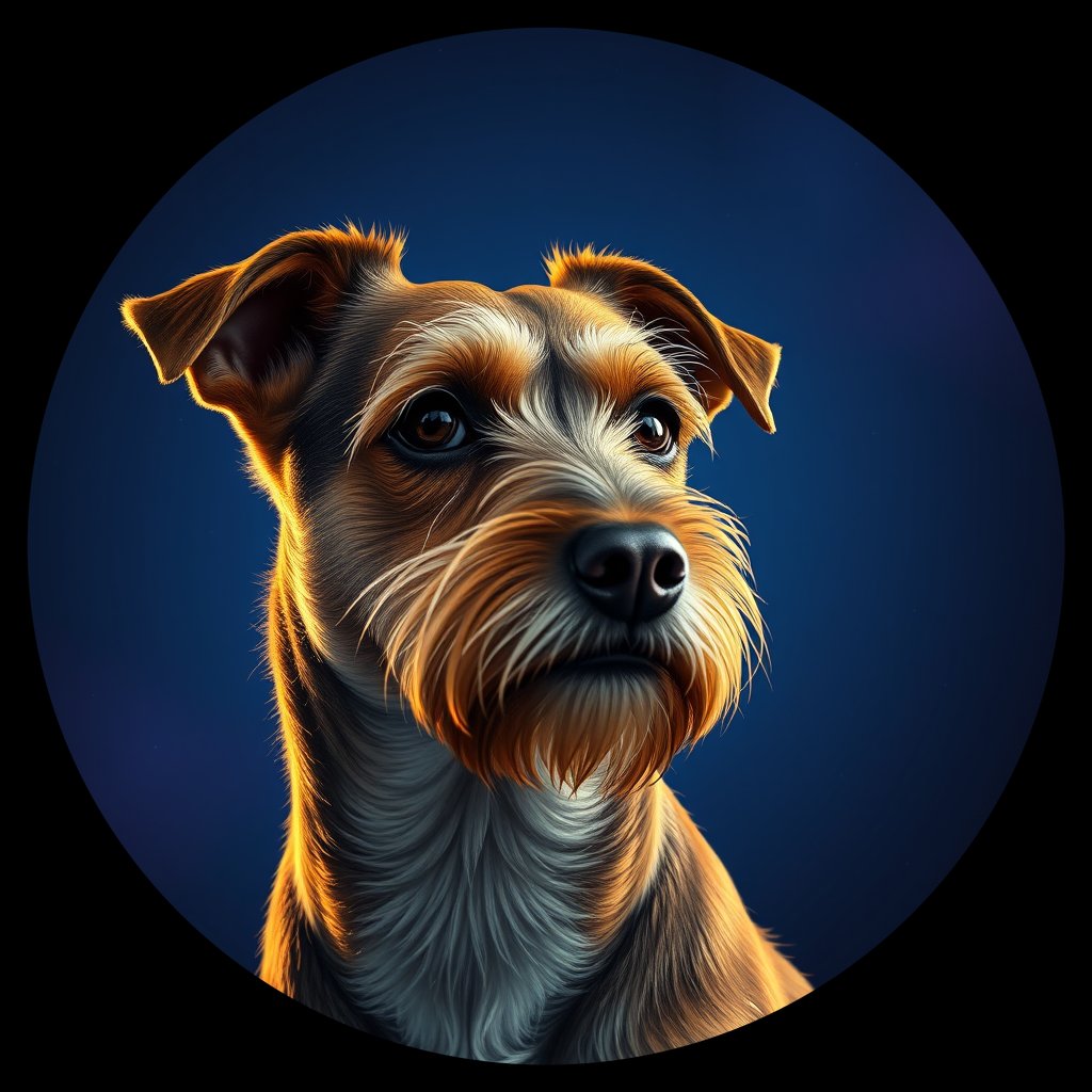 Cosmic medallion portrait of BoT_LU66_BoT_LU66, a Border Terrier