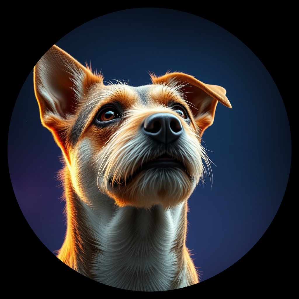Cosmic medallion portrait of BoT_LU71_BoT_LU71, a Border Terrier
