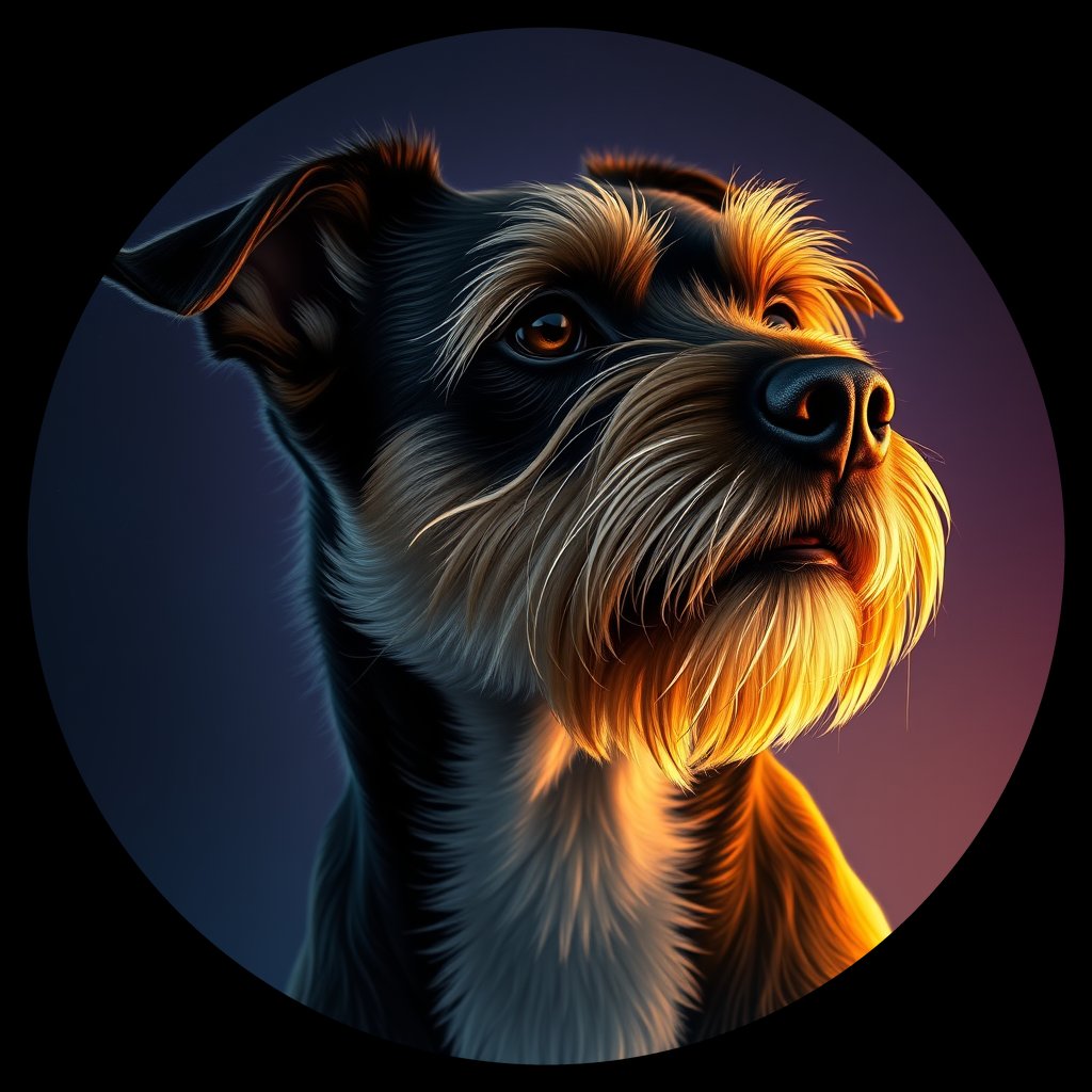 Cosmic medallion portrait of BoT_LU72_BoT_LU72, a Border Terrier