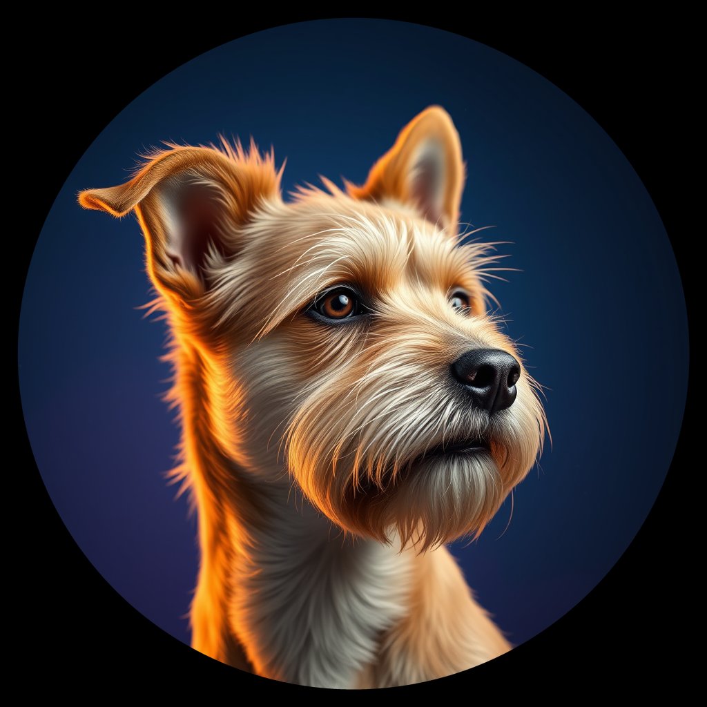 Cosmic medallion portrait of BoT_LU73_BoT_LU73, a Border Terrier
