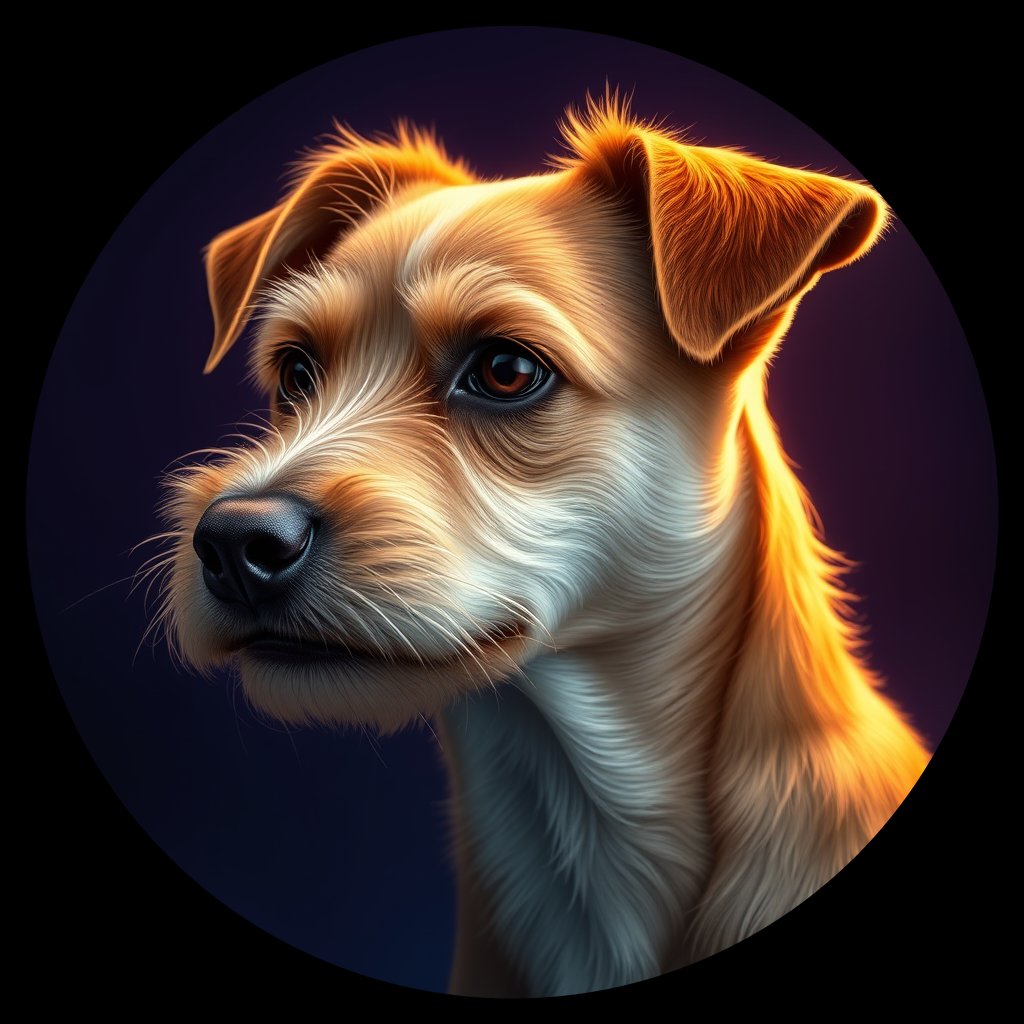 Cosmic medallion portrait of BoT_LU74_BoT_LU74, a Border Terrier